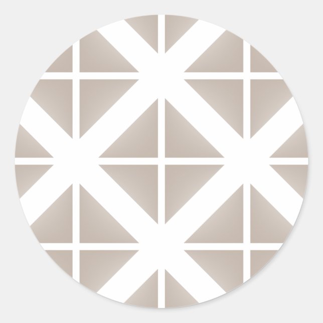 Beige Trendy Triangle Pattern Runder Aufkleber (Vorderseite)