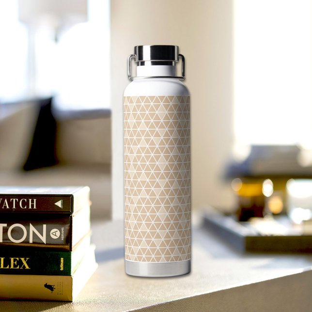 Beige Triangles Pattern Water Bottle Trinkflasche (Von Creator hochgeladen)