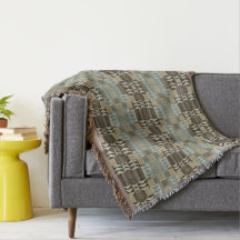 Beige Türkis Blau Grün Taupe Braun Stammesmuster