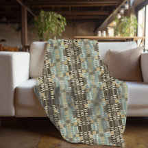 Beige Türkis Blau Grün Taupe Braun Stammesmuster
