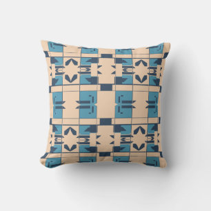 Beige Türkis Navy Mittelmeer Kleine Mosaiken Kissen
