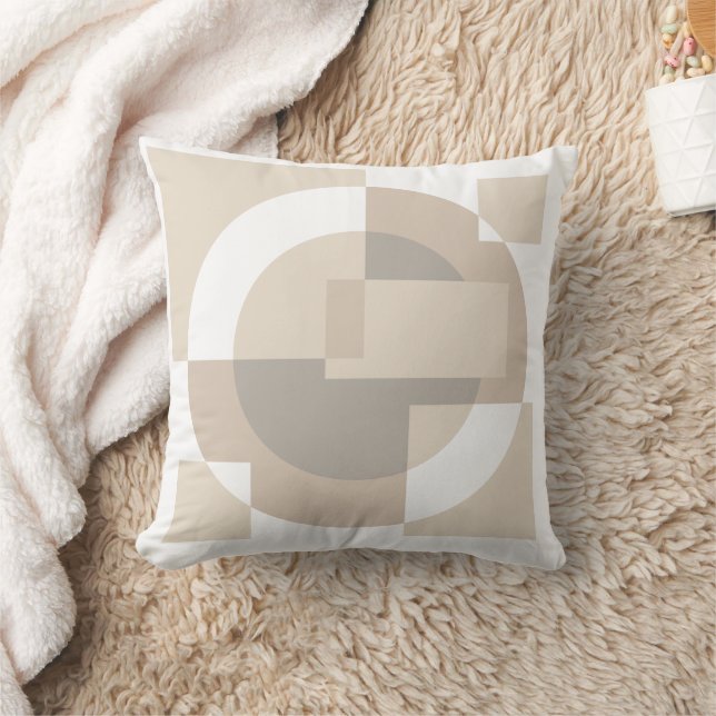 Beige überlappende Formen Minimalistische Kissen (Decke)