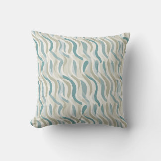Beige und Aquamarin blaue Abstrakte Wellenmuster Kissen