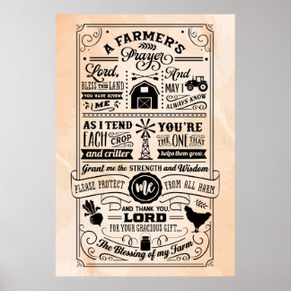 Beige und Black Bauern Gebet-Poster Poster