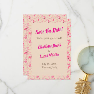 Beige- und Blush-Pink-Blumen-Save-the-Date-Karte Dankeskarte