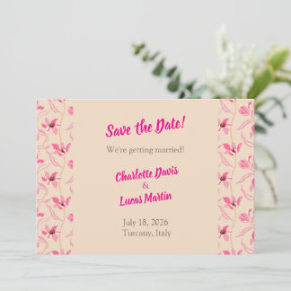 Beige- und Blushrosa-Blumen-Save-the-Date-Karte Dankeskarte