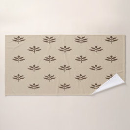 Beige und braune Blätter Badehandtuch
