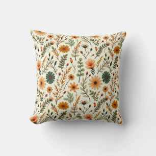 Beige und braune Boho-Blumen Kissen