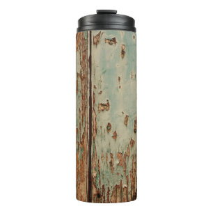 Beige und braune Holzplatte Thermosbecher
