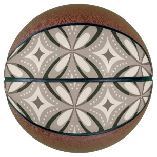 Beige und braune Retro-Kreisformen Basketball