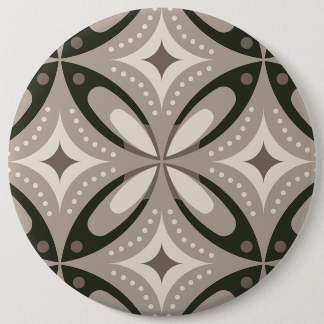 Beige und braune Retro-Kreisformen Button (Vorderseite)