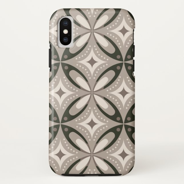 Beige und braune Retro-Kreisformen Case-Mate iPhone Hülle (Rückseite)