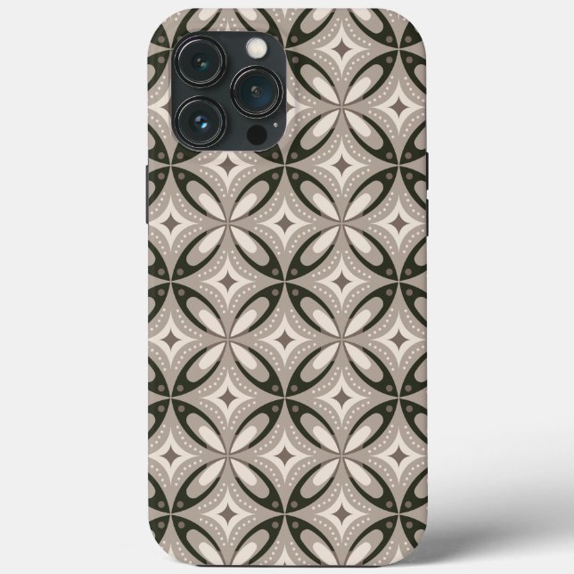 Beige und braune Retro-Kreisformen Case-Mate iPhone Hülle (Rückseite)