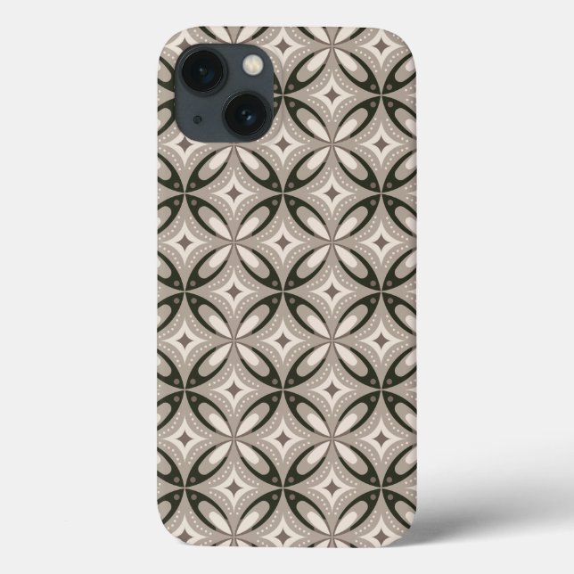 Beige und braune Retro-Kreisformen Case-Mate iPhone Hülle (Rückseite)