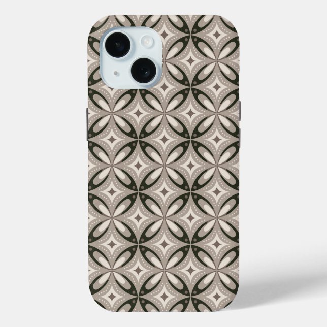 Beige und braune Retro-Kreisformen Case-Mate iPhone Hülle (Rückseite)
