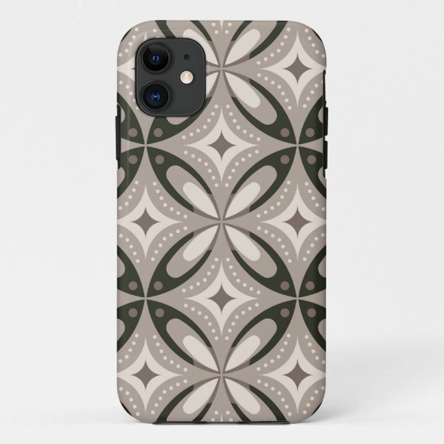 Beige und braune Retro-Kreisformen Case-Mate iPhone Hülle (Rückseite)