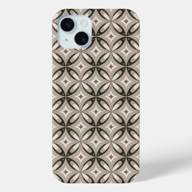 Beige und braune Retro-Kreisformen Case-Mate iPhone Hülle (Rückseite)