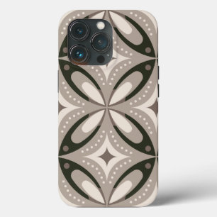 Beige und braune Retro-Kreisformen Case-Mate iPhone Hülle