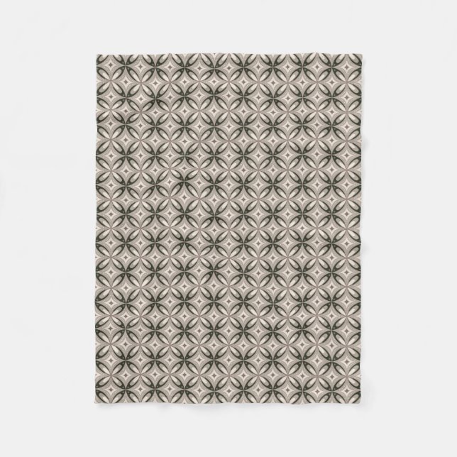 Beige und braune Retro-Kreisformen Fleecedecke (Vorderseite)