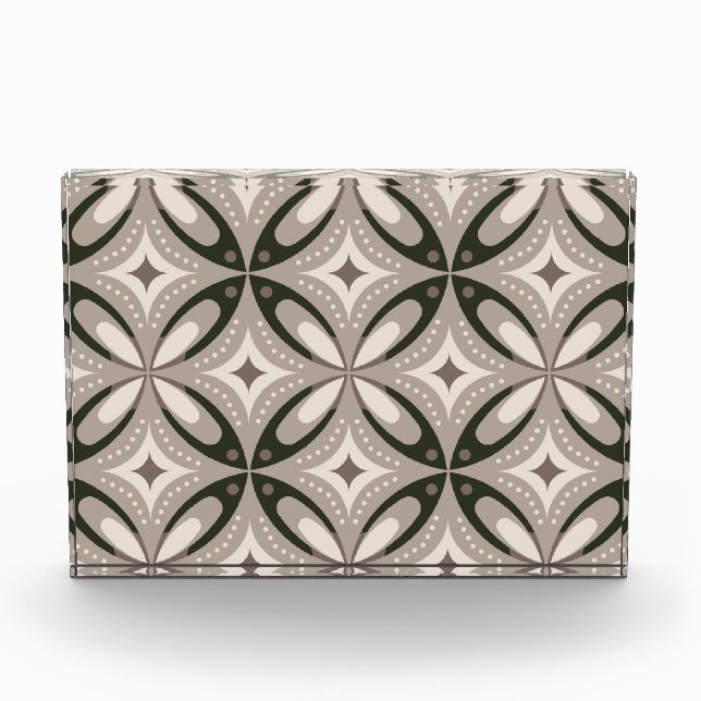 Beige und braune Retro-Kreisformen Fotoblock (Vorderseite)