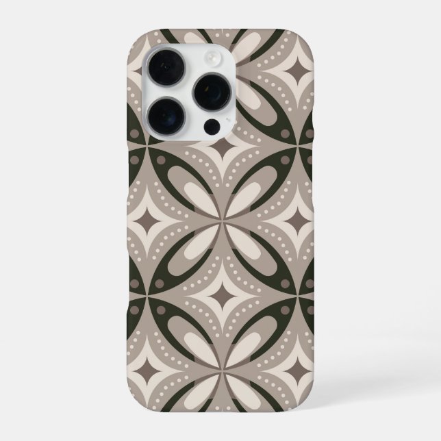 Beige und braune Retro-Kreisformen iPhone Hülle (Rückseite)