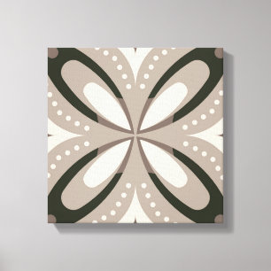 Beige und braune Retro-Kreisformen Leinwanddruck