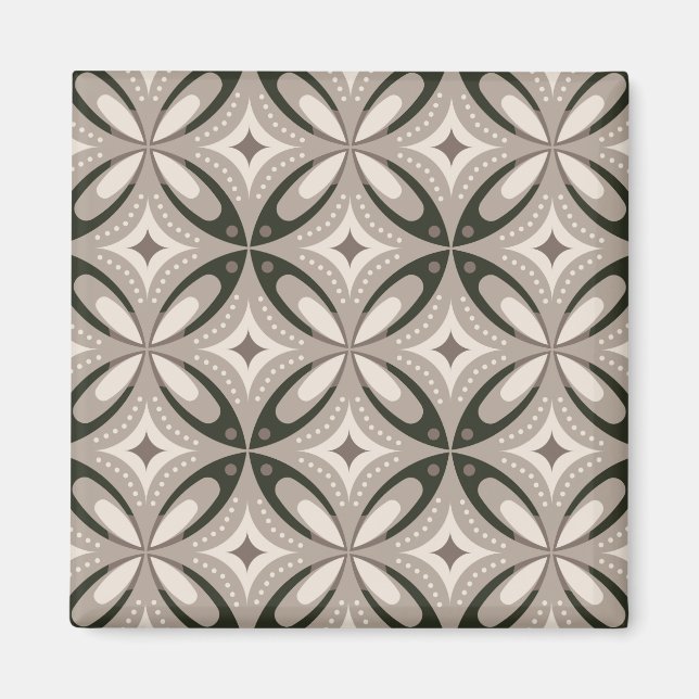 Beige und braune Retro-Kreisformen Magnet (Vorne)