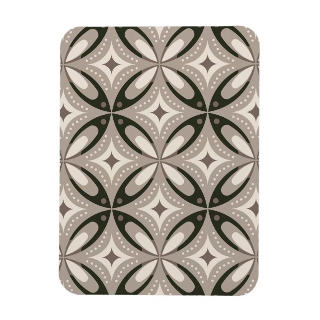 Beige und braune Retro-Kreisformen Magnet (Vertikal)