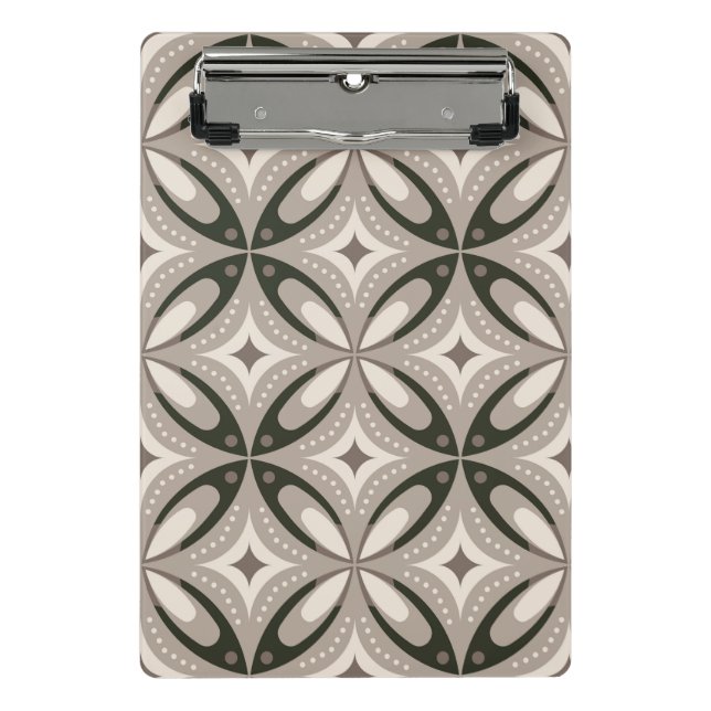 Beige und braune Retro-Kreisformen Mini Klemmbrett (Vorderseite)