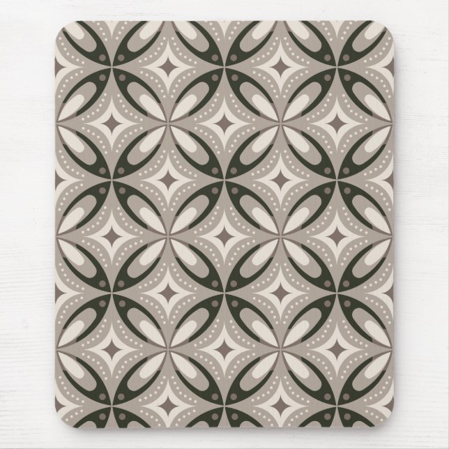 Beige und braune Retro-Kreisformen Mousepad (Vorne)