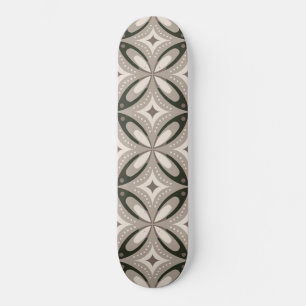 Beige und braune Retro-Kreisformen Skateboard