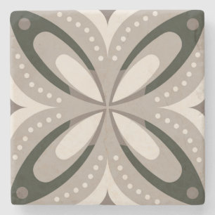 Beige und braune Retro-Kreisformen Steinuntersetzer