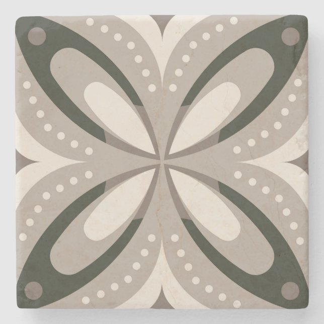 Beige und braune Retro-Kreisformen Steinuntersetzer (Vorderseite)