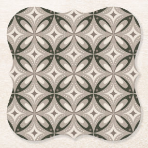 Beige und braune Retro-Kreisformen Untersetzer