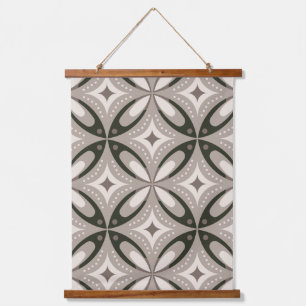 Beige und braune Retro-Kreisformen Wandteppich Mit Holzrahmen