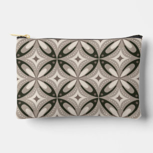 Beige und braune Retro-Kreisformen Zubehörtasche