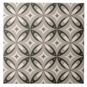 Beige- und braune retro-kreisförmige Formen Fliese