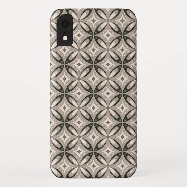 Beige und braune retro-runde Formen Case-Mate iPhone Hülle (Rückseite)