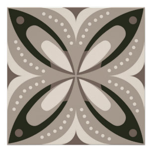 Beige und braune retro-runde Formen Poster