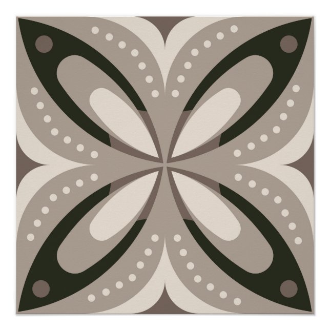 Beige und braune retro-runde Formen Poster (Vorderseite)