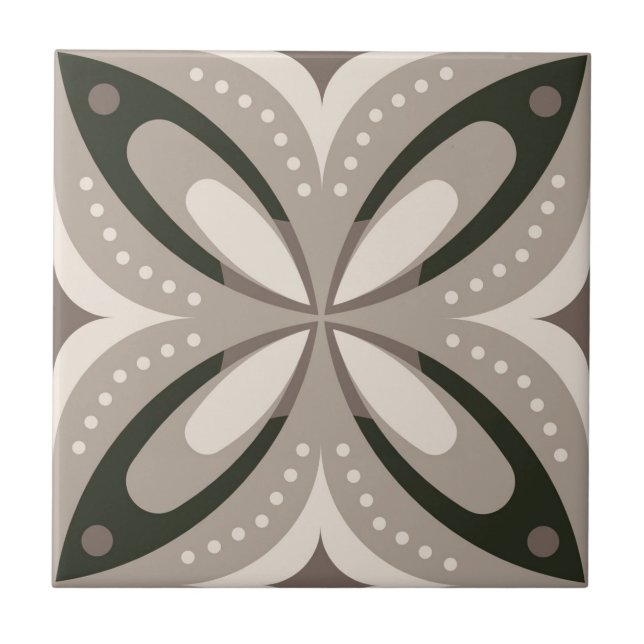 Beige- und braune retrograde Kreisformen Fliese (Vorderseite)