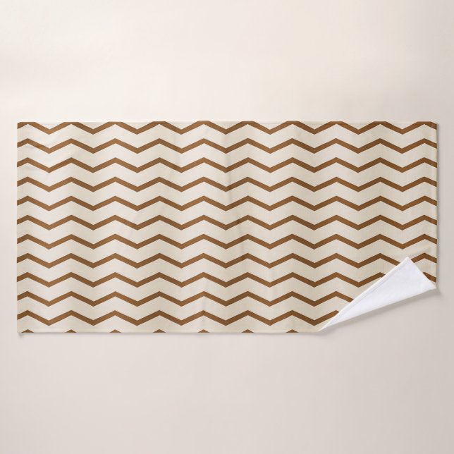 Beige- und braunes Zickzack-Badetuch Badehandtuch (Badehandtuch)