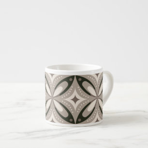 Beige- und Brauntöne im Retro-Stil mit kreisförmig Espressotasse