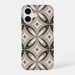 Beige- und Brauntöne im Retro-Stil mit kreisförmig iPhone 16 Hülle