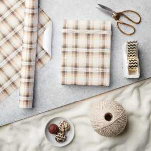Beige und Brown Kariert Geschenkpapier