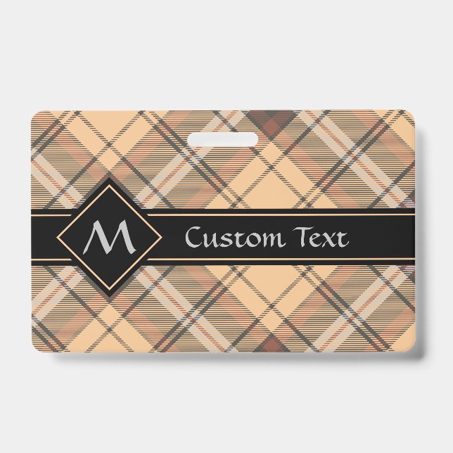 Beige und Brown Tartan Ausweis (Vorderseite)