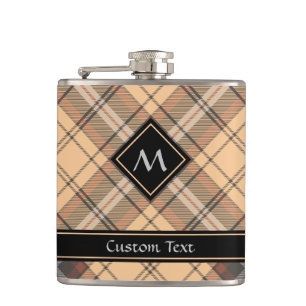 Beige und Brown Tartan Flachmann