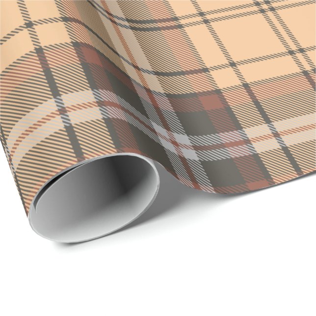Beige und Brown Tartan Geschenkpapier (Rolleneckpunkt)