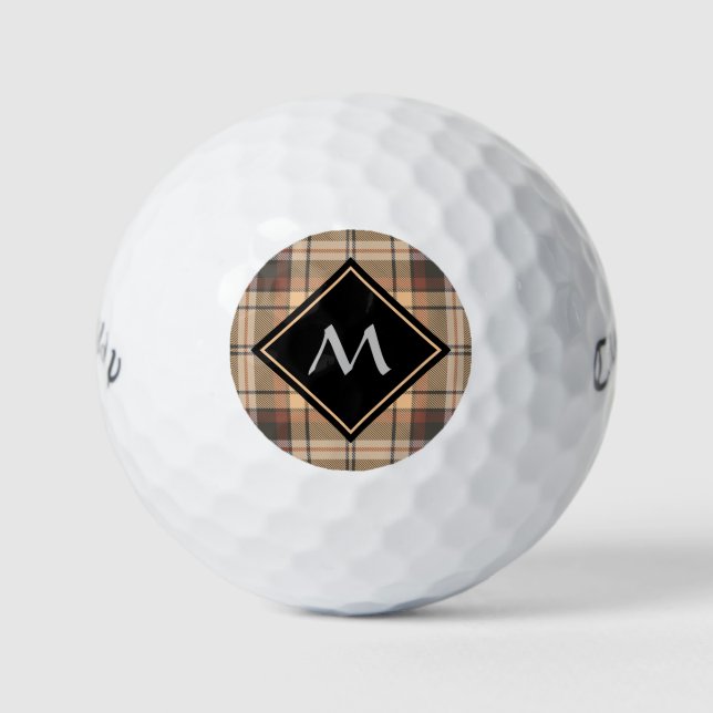 Beige und Brown Tartan Golfball (Vorderseite)