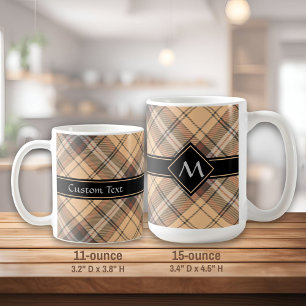 Beige und Brown Tartan Kaffeetasse